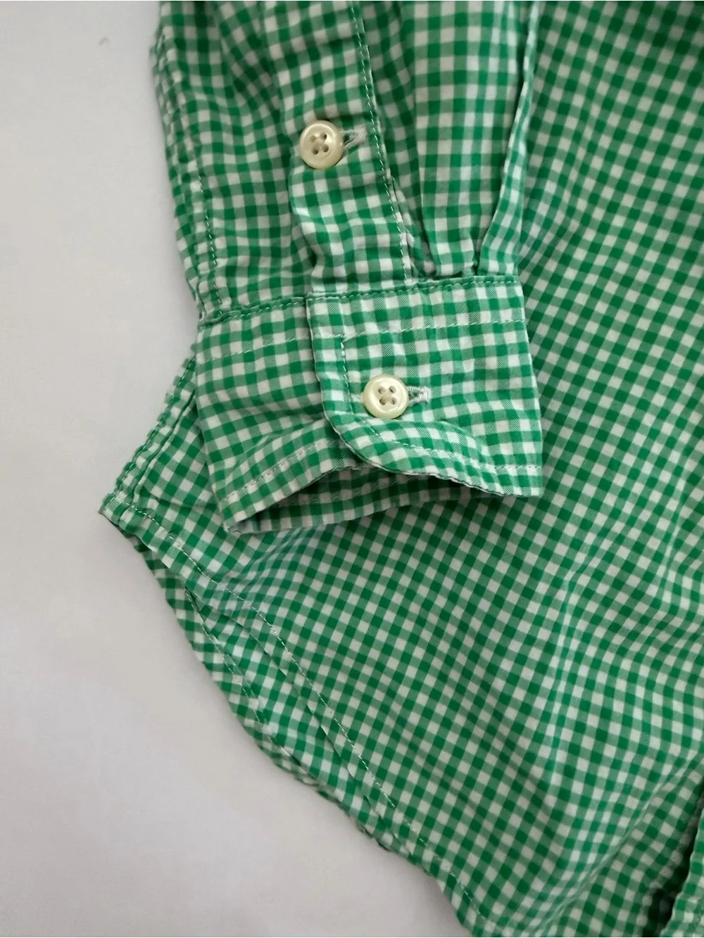 Ralph Lauren Green Gingham Button-Down Shirt with Orange Pony 3t